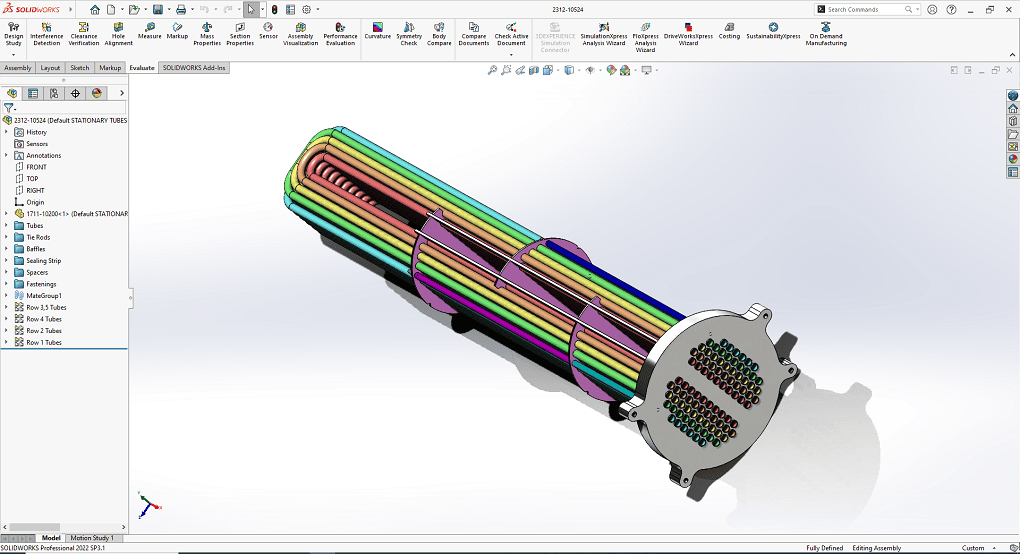 Screenshot of Solidworks with a 3D model shown.