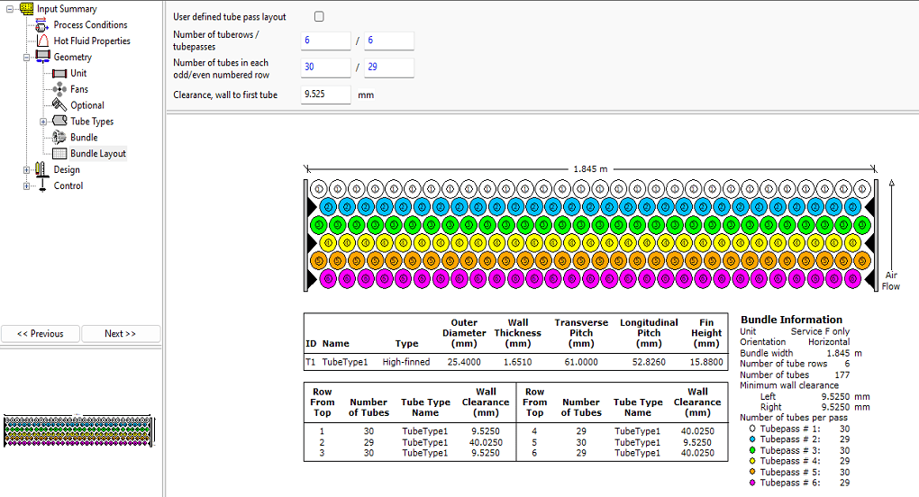 Screenshot of HTRI with a thermal design shown.