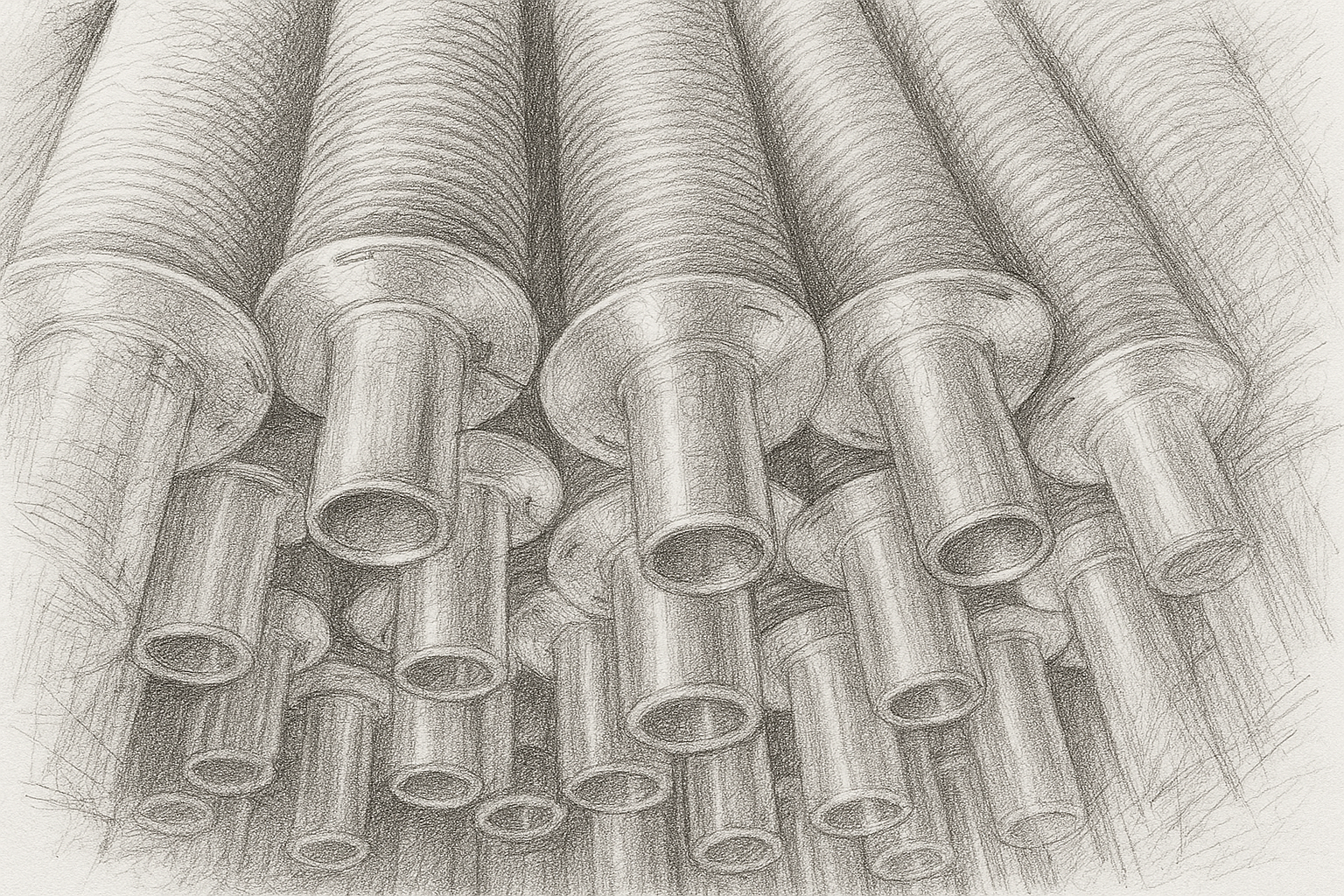 Technical wireframe drawing of an Air Cooled Heat Exchanger